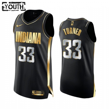 Maglia NBA Indiana Pacers Myles Turner 33 2020-21 Nero Golden Edition Swingman - Bambino